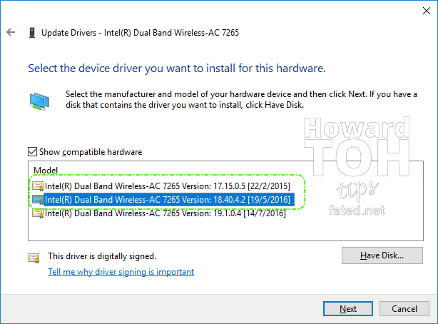 intel dual band wireless ac 7265 drivers windows 10